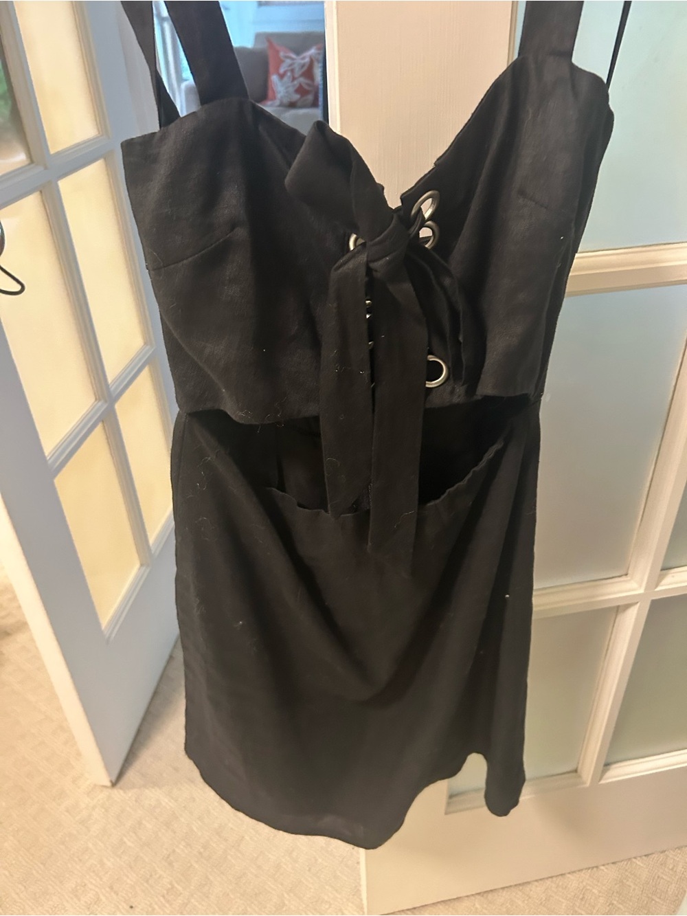 Black Lace-Up Strappy Women’s Dress